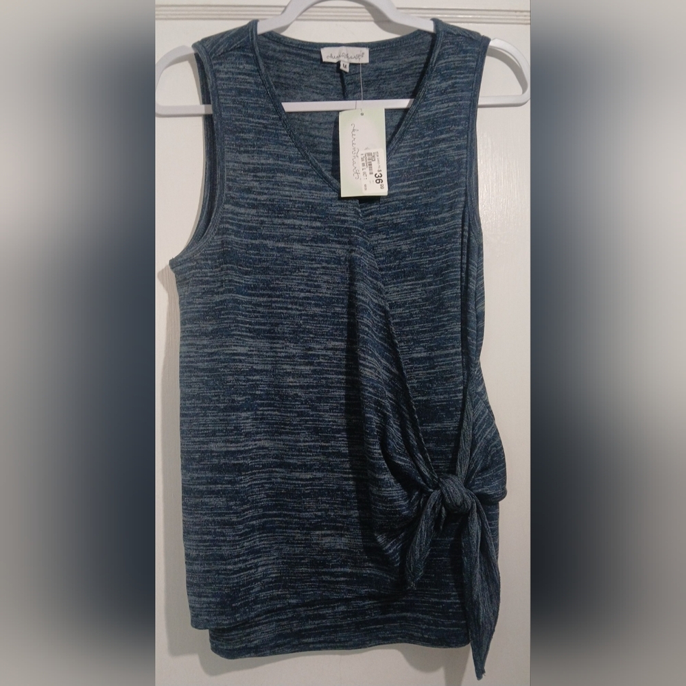 Keren Hart Women's Blue Tie-Front Tank Top NWT